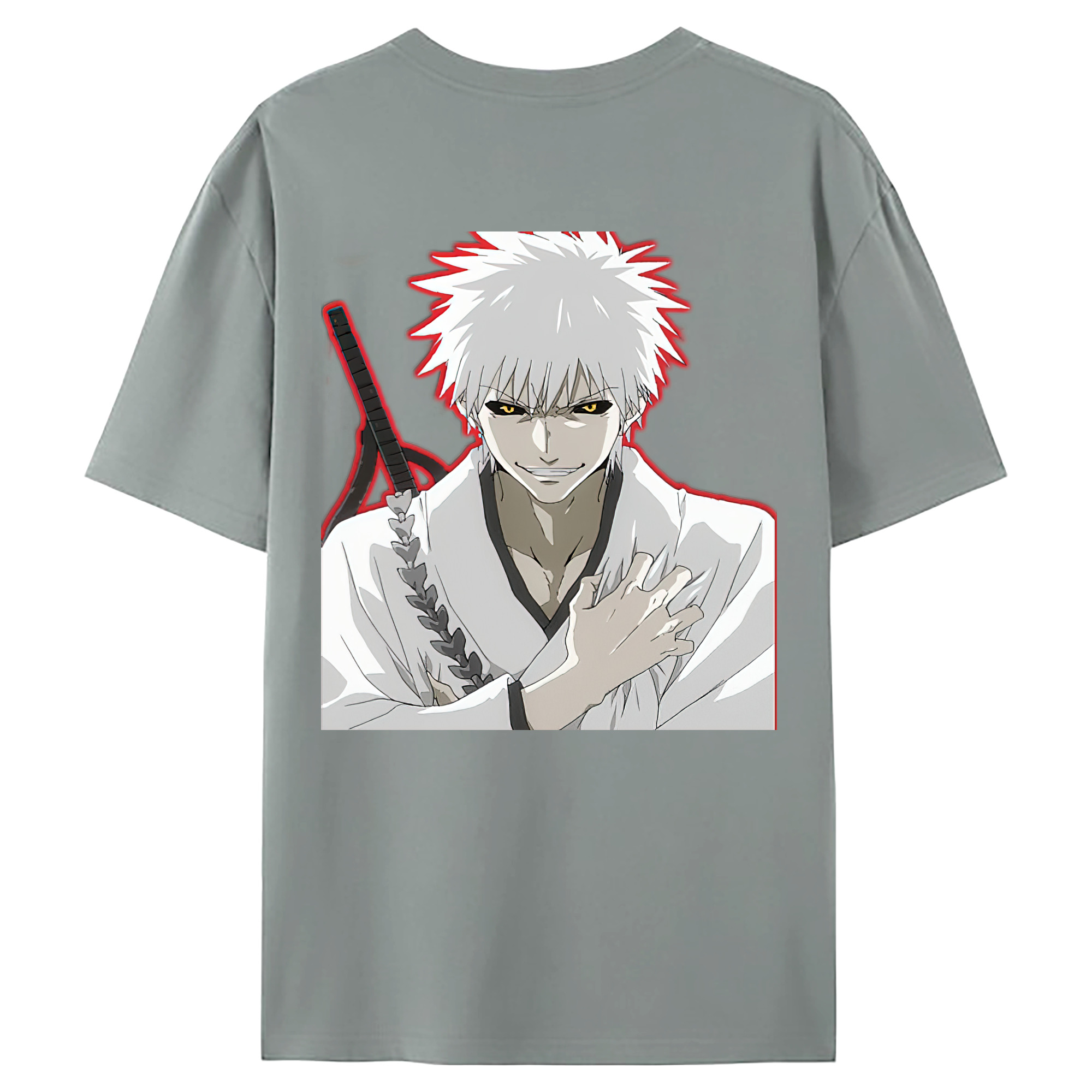 （画像用） ブリーチ 黒崎一護（くろさき いちご）BLEACH Kurosaki Ichigo 綿100％ メンズ半袖Tシャツ（バックプリント） 通気性